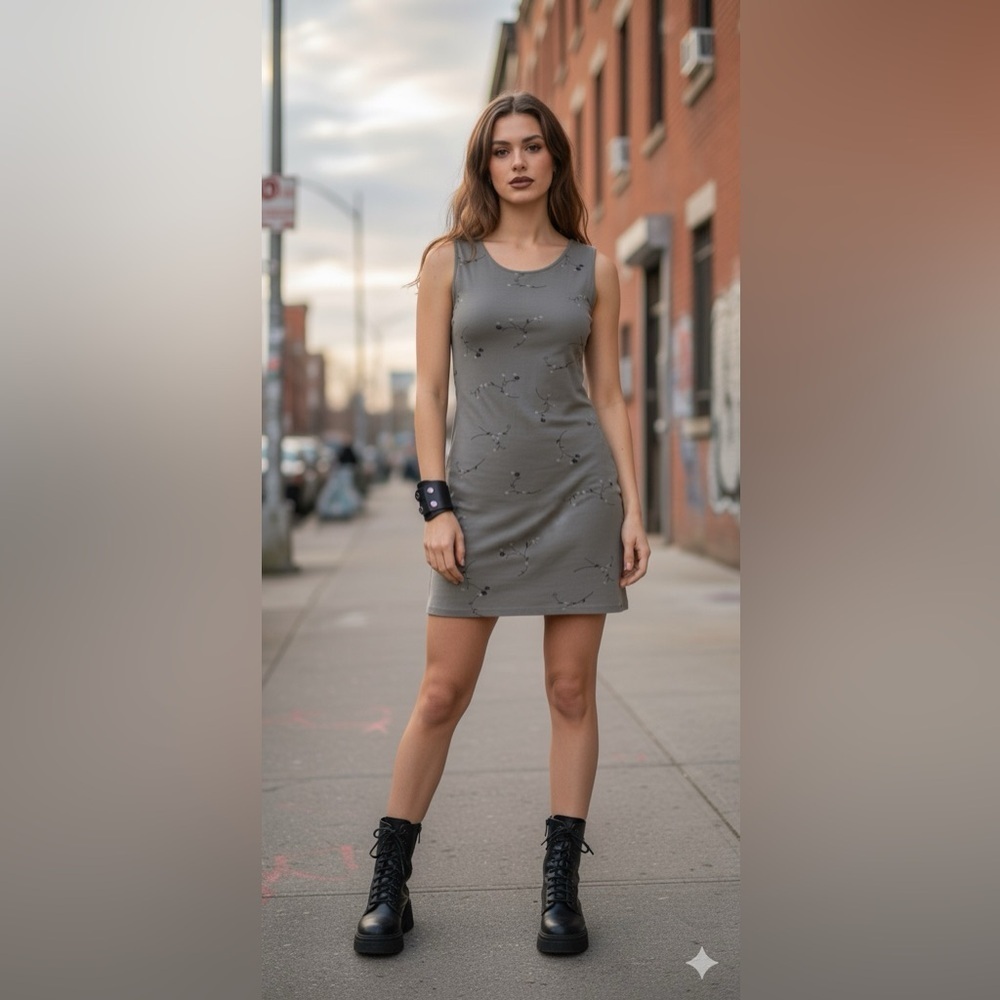 Essex 90s Floral Gray Sleeveless Dress